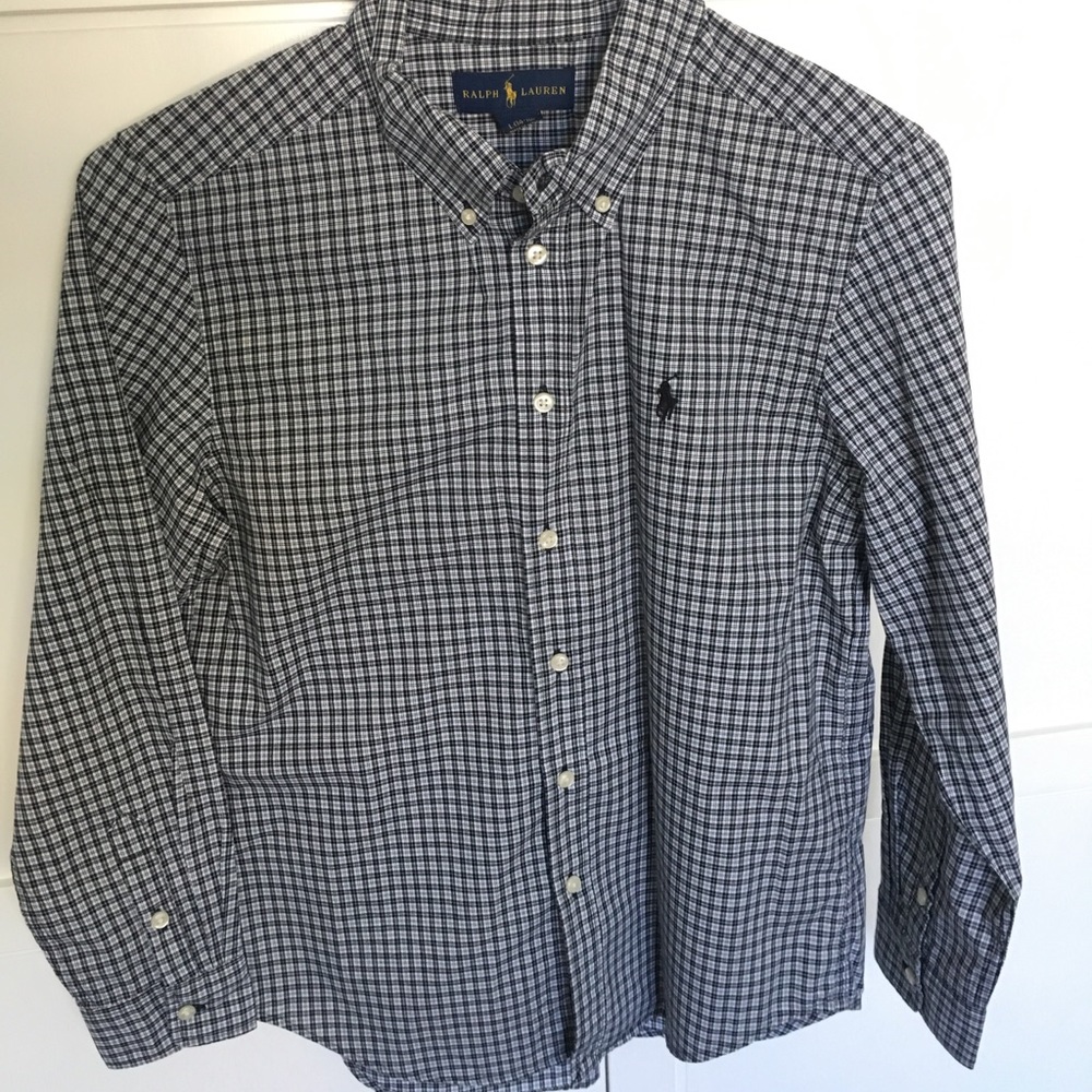Boys Large Ralph Lauren Dress Shirt Black White